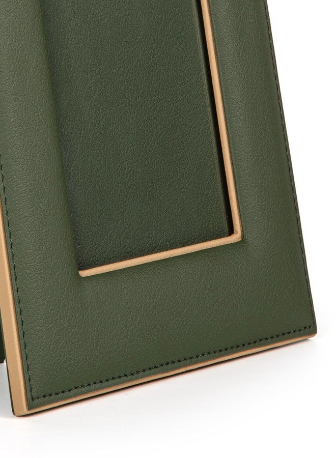 CASA BOTANICAL Dual Tone Hand Crafted Faux Leather Photo Frame Tabletop Decor for Home and Office| Perfect Birthday or Anniversary Gift Size: 8×10 Inches (Inner Size 4×6.5 Inches) Stylish Decorative Picture Frame Green - Image 5